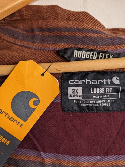 NWT Ladies Carhartt Flannel Shirt Plus Size 2XL Approx 20 22 24 New Rugged Top - Picture 5 of 10